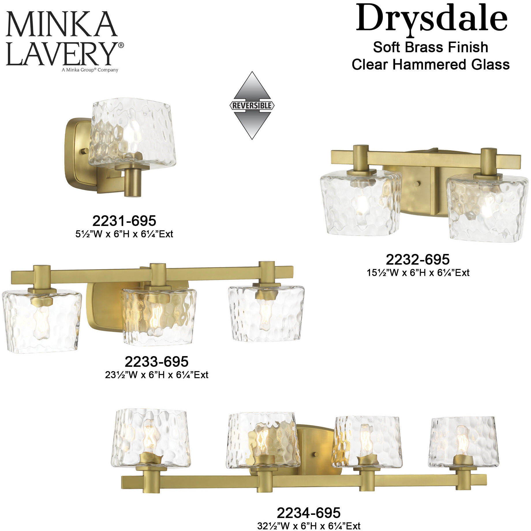 Drysdale 2 Light 14.5 inch Soft Brass Bath Vanity Wall Light